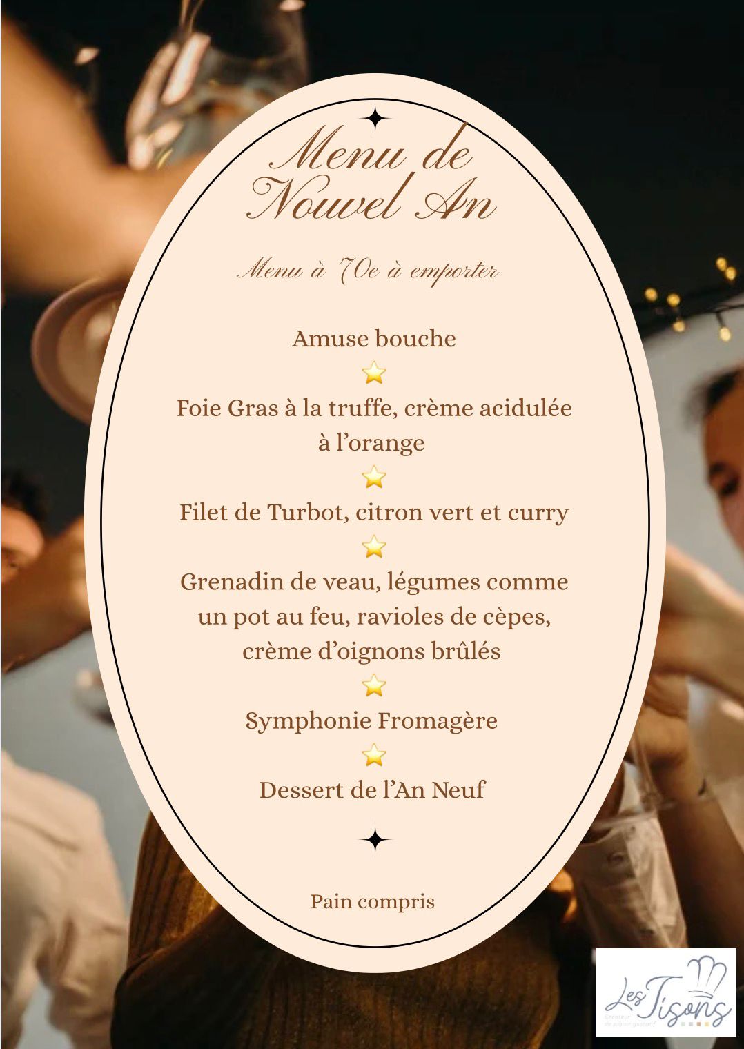 Menu du nouvel an 2025 à emporter - Les Tisons